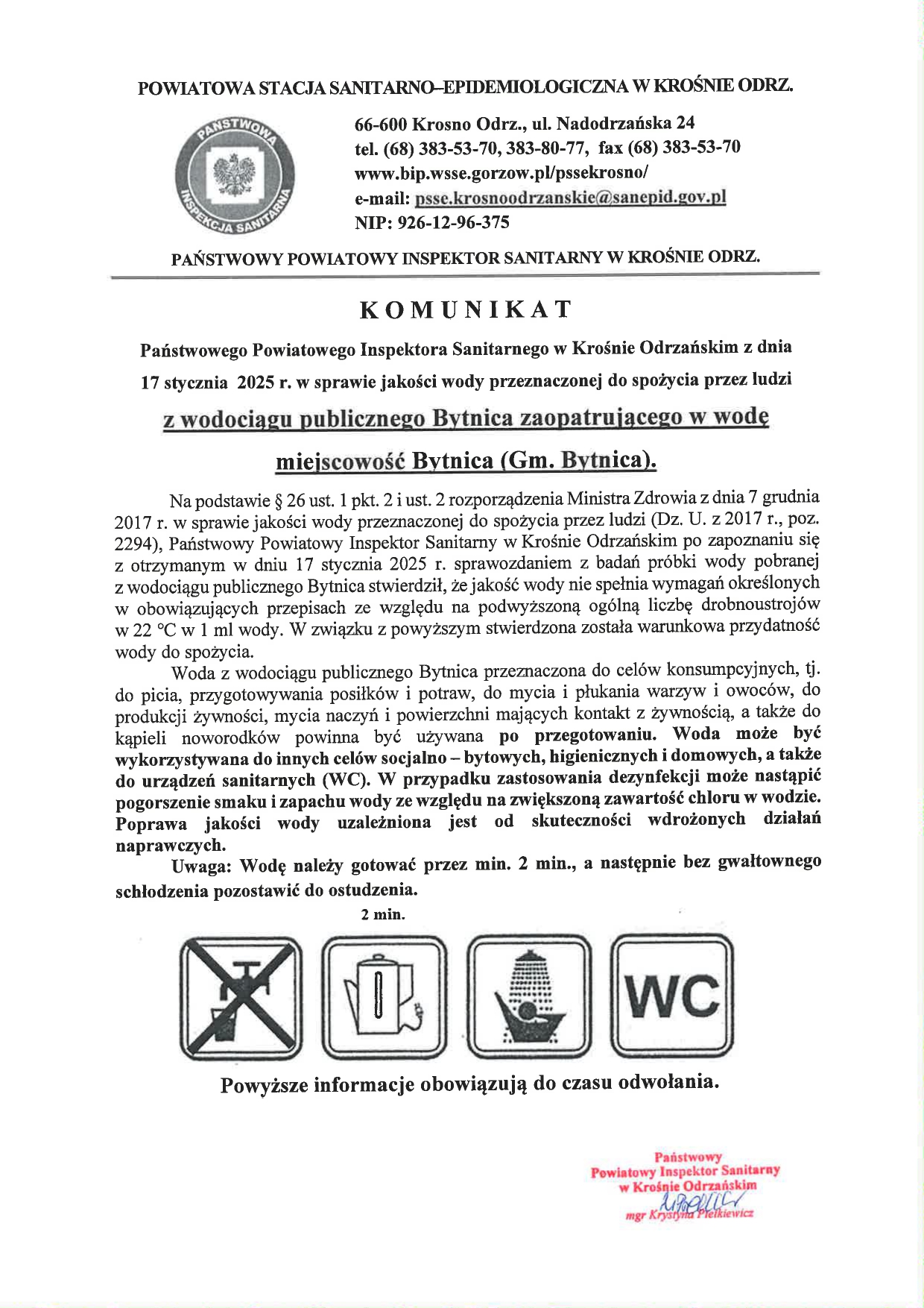 Komunikat wodocig Bytnica page 0001